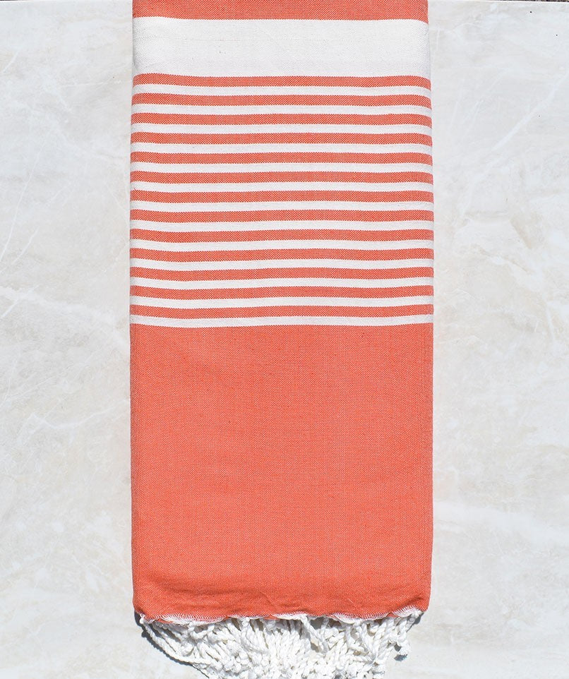 Jeté Plate orange corail Fouta Tunisia - 1