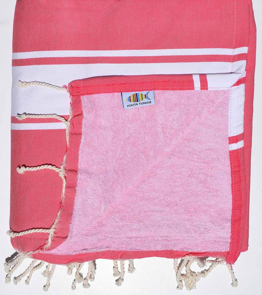 fouta doublée éponge rose fushia et rose clair  - 2