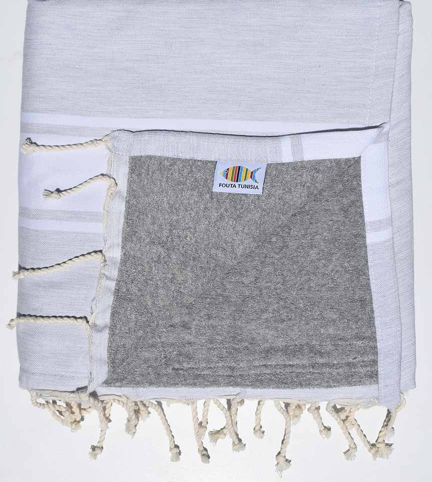 fouta doublée éponge grège et bistre  - 2