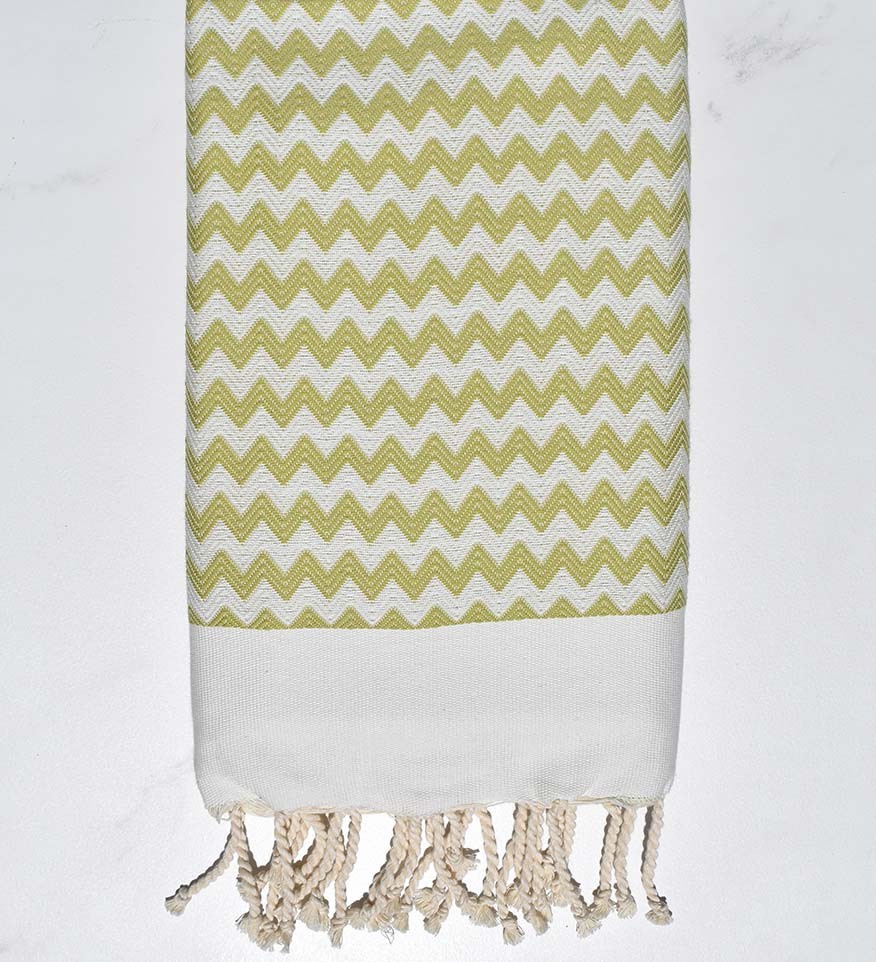 Fouta zigzag vert tilleul Fouta Tunisia - 1