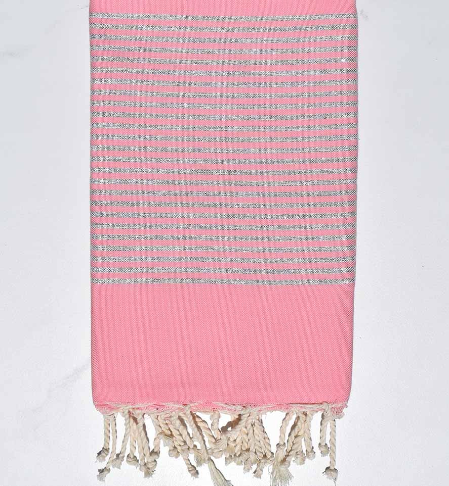 Fouta Lurex plate rose clair  - 1