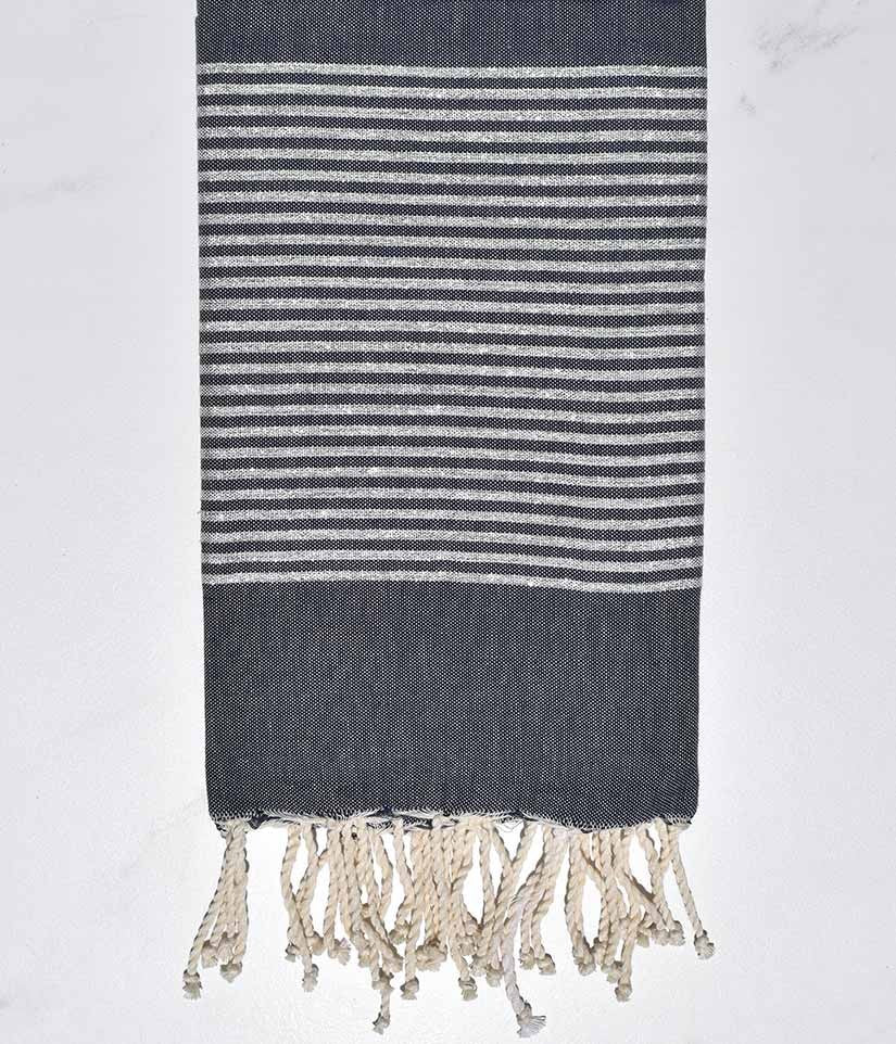 FOUTA Lurex plate bleu denim Fouta Tunisia - 1