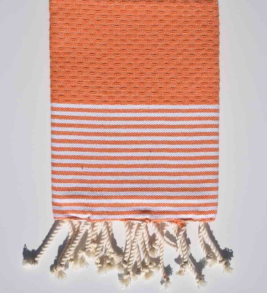 Serviette de plage orange avec rayures Fouta Tunisia - 1