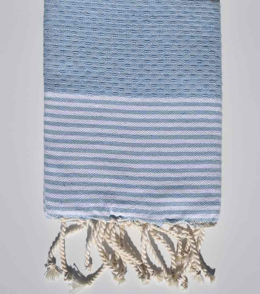 Serviette de table bleu clair avec rayures Fouta Tunisia - 1