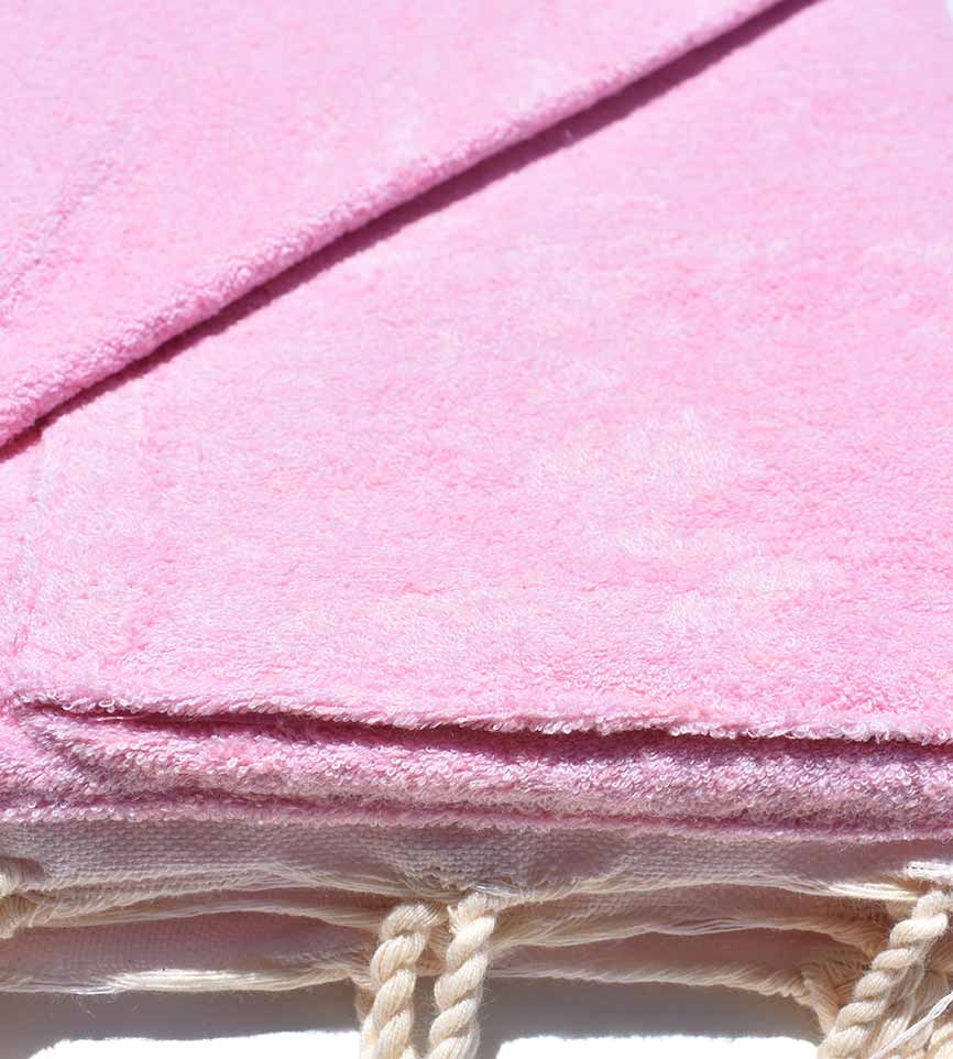 Serviette de plage doublée éponge rose très clair Fouta Tunisia - 2