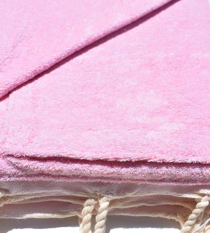 Serviette de plage doublée éponge rose très clair Fouta Tunisia - 2