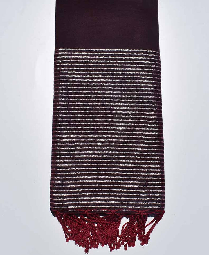 Jeté bordeaux au fil lurex argenté Fouta Tunisia - 1