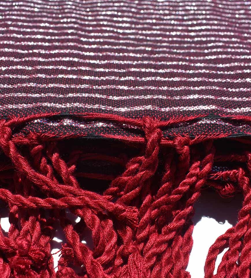 Jeté bordeaux au fil lurex argenté Fouta Tunisia - 2