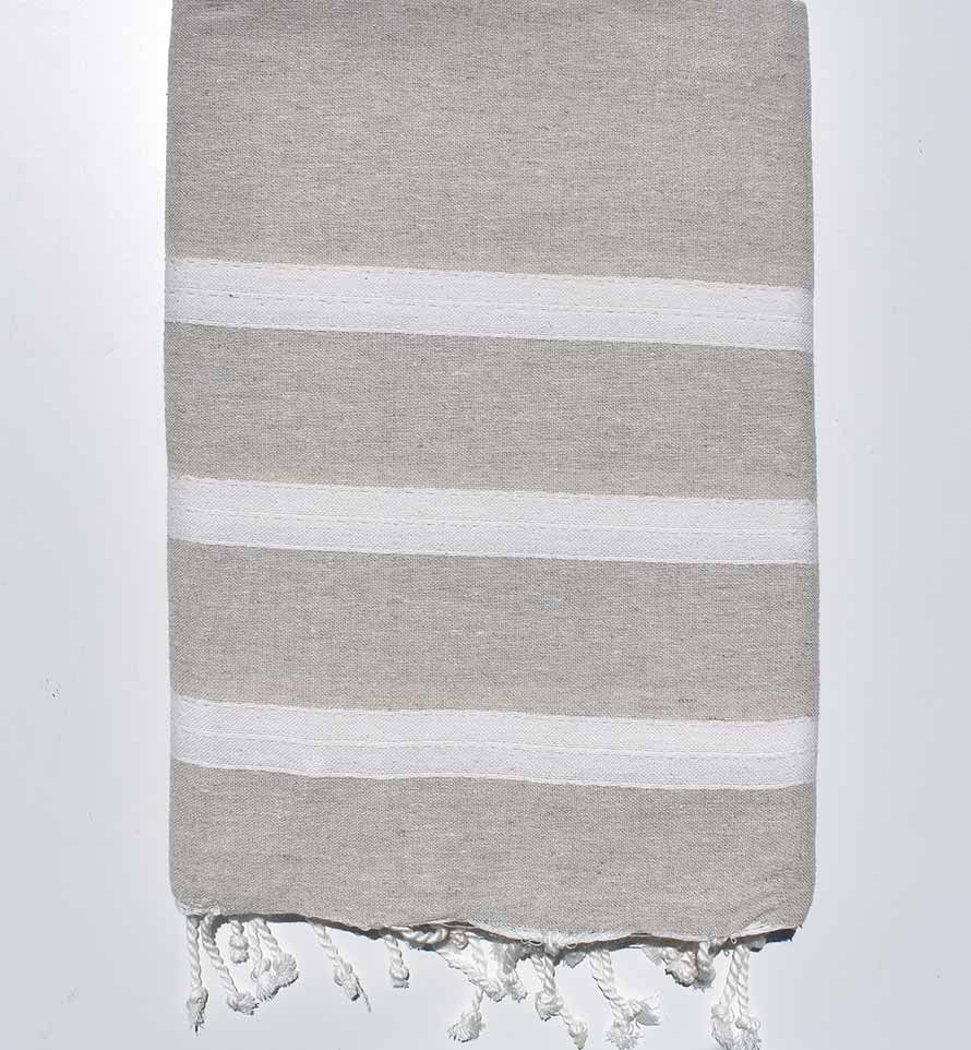 Jeté moyenne écru lin et blanc crème 1.5m*2.4m  - 1