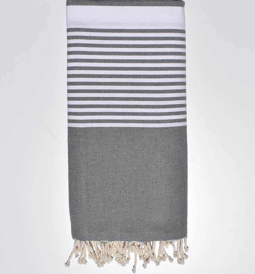 Jeté gris bis avec rayures Fouta Tunisia - 1