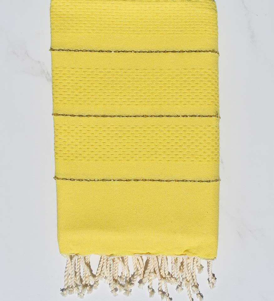 Fouta nid d'abeille couleur jaune avec lurex Fouta Tunisia - 1