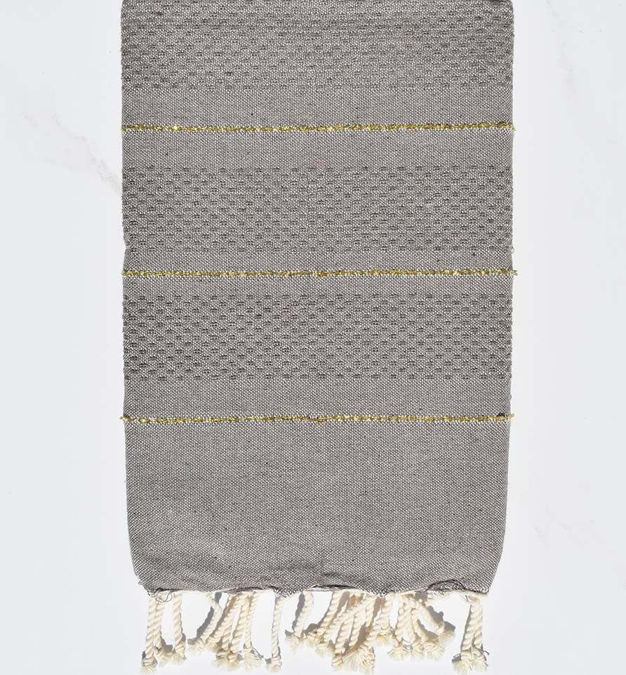 Fouta nid d'abeille taupe avec lurex Fouta Tunisia - 1
