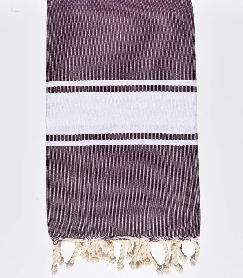 Serviette de Plage plate mauve foncé Fouta Tunisia - 1