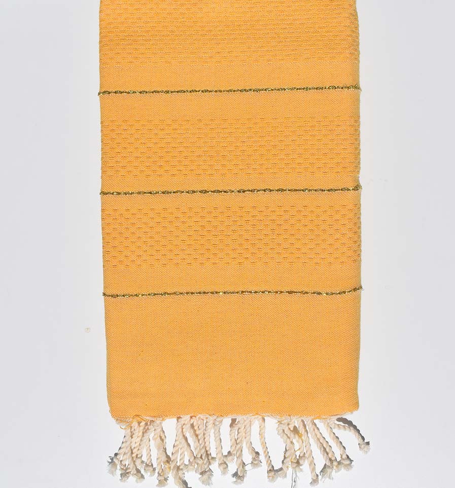Fouta nid d'abeille jaune moutarde avec lurex Fouta Tunisia - 1