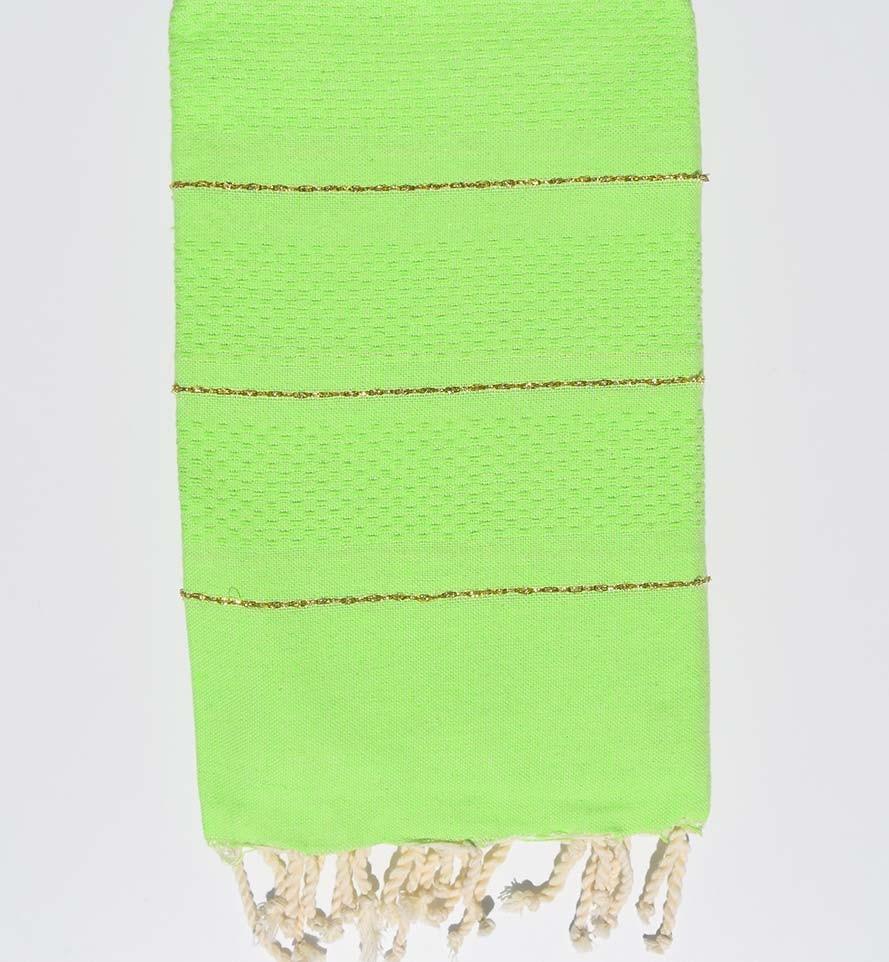 Fouta nid d'abeille vert fluo avec lurex Fouta Tunisia - 1