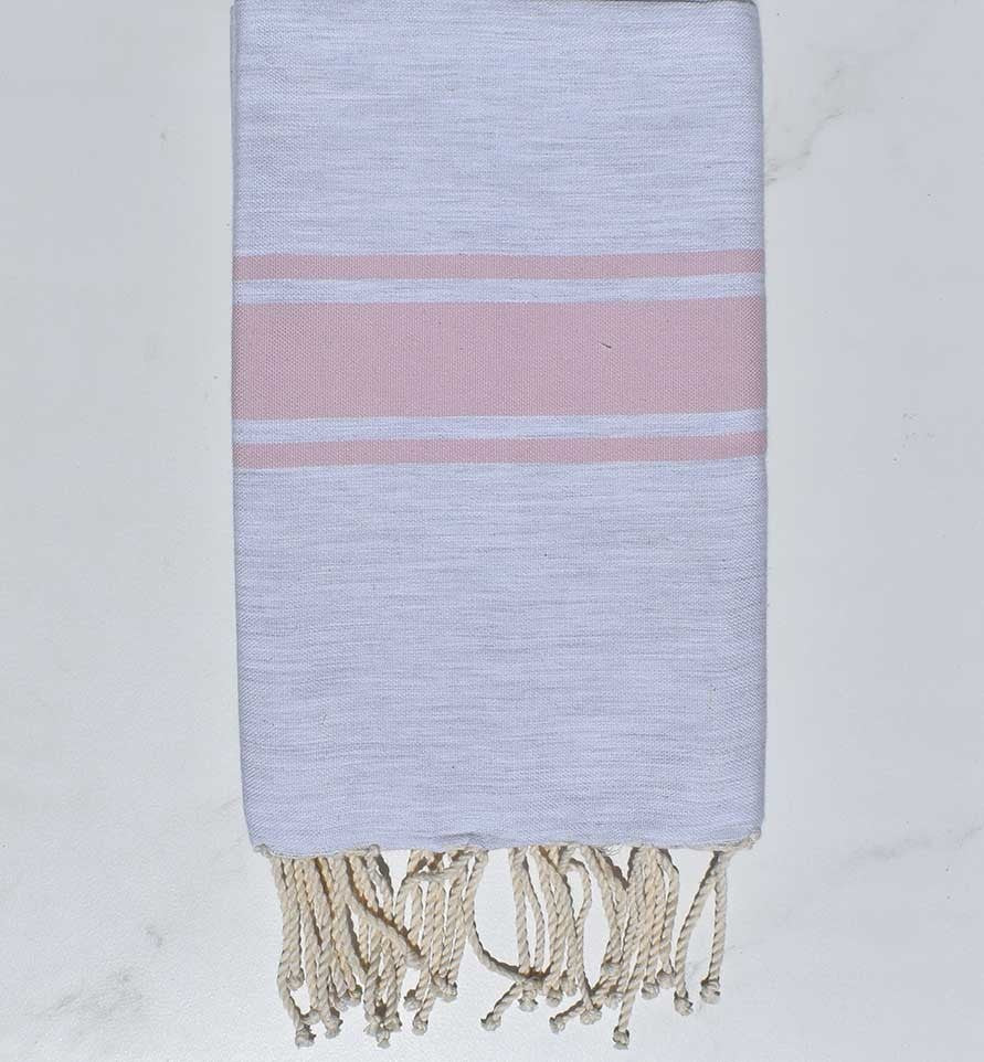 Fouta Plate gris rayée rose Fouta Tunisia - 1