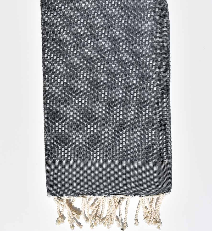 FOUTA nid d'abeille unie gris foncé Fouta Tunisia - 1