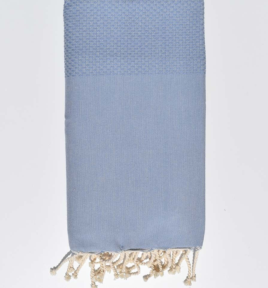 FOUTA Nid d'abeille unie bleu gris  - 1