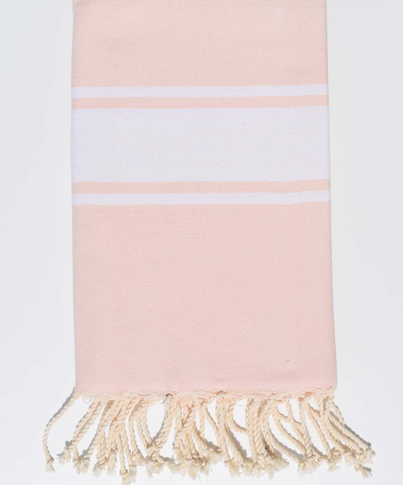 Serviette de plage plate rose très clair Fouta Tunisia - 1