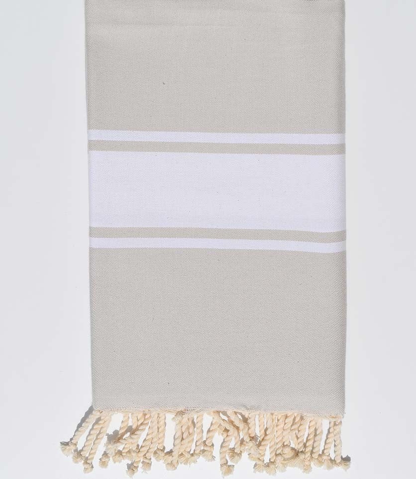 Serviette de plage plate gris argile Fouta Tunisia - 1