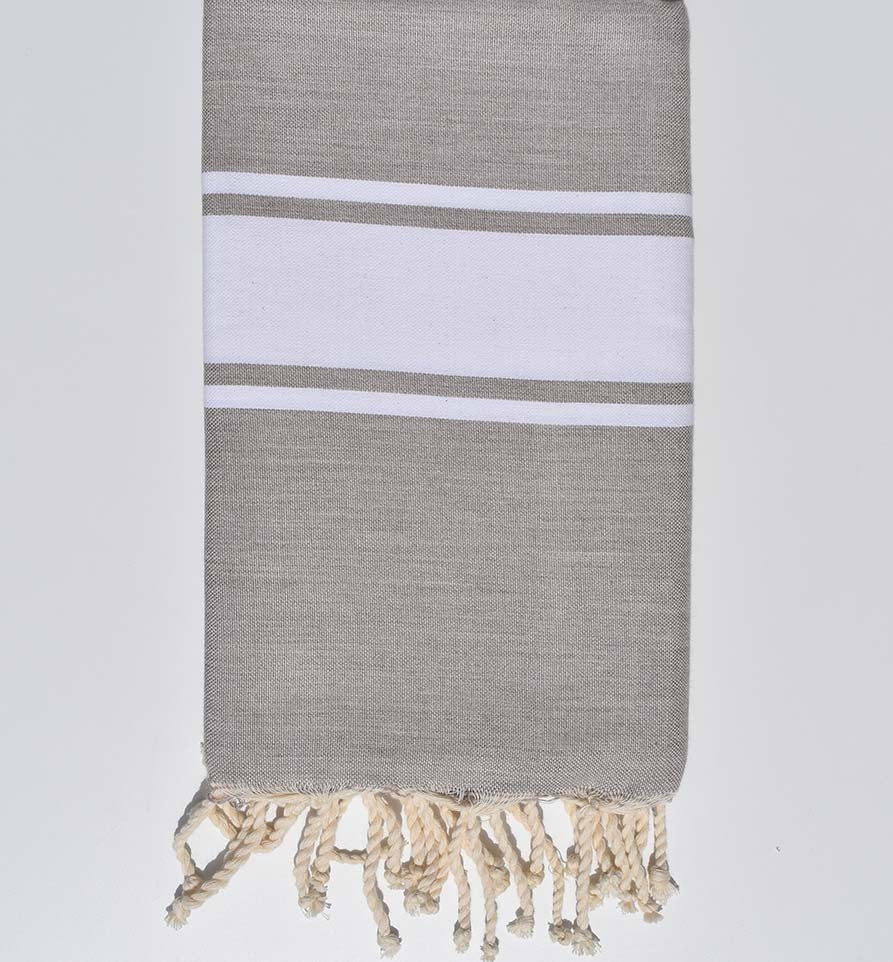 Serviette de plage gris beige clair Fouta Tunisia - 1