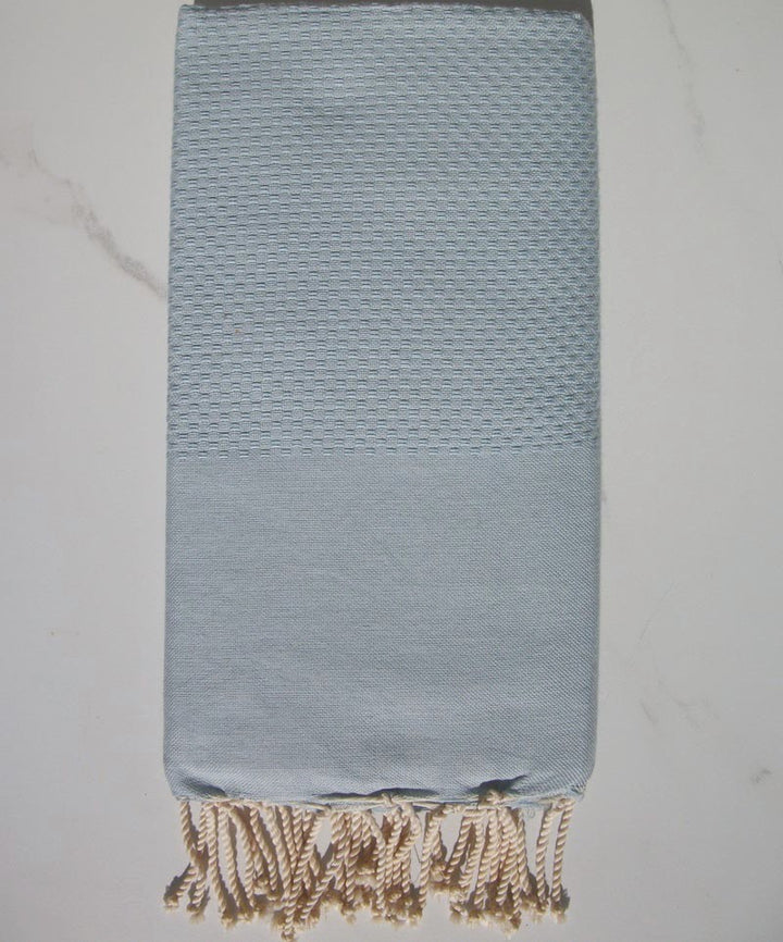 FOUTA nid d'abeille unie bleu fumée 