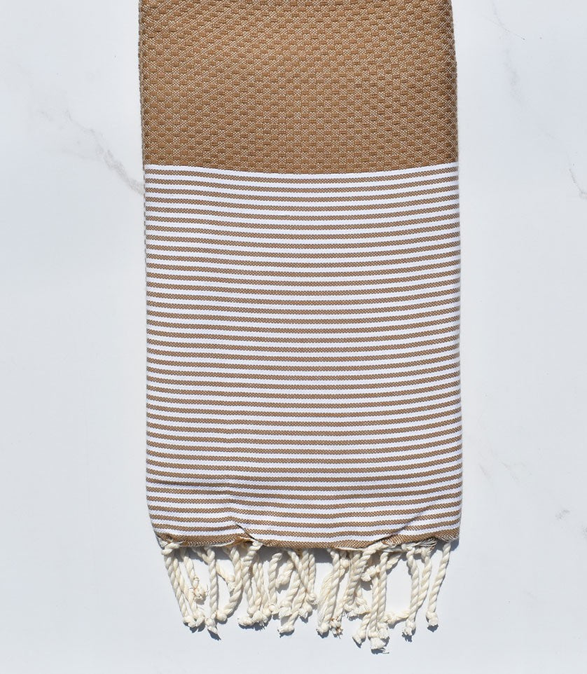 Fouta nid d'abeille couleur basané Fouta Tunisia - 1