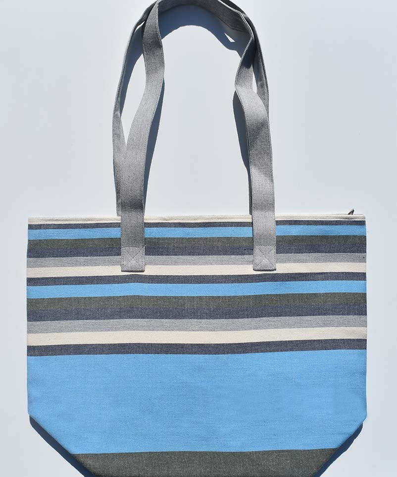 Sac de plage 5 couleurs bleu ciel, gris, bleu foncé , blanc crème et vert Fouta Tunisia - 1