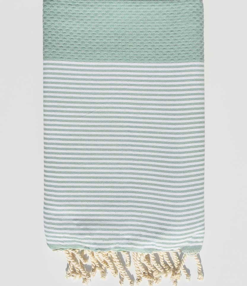 Fouta nid d'abeille vert lichen  - 1