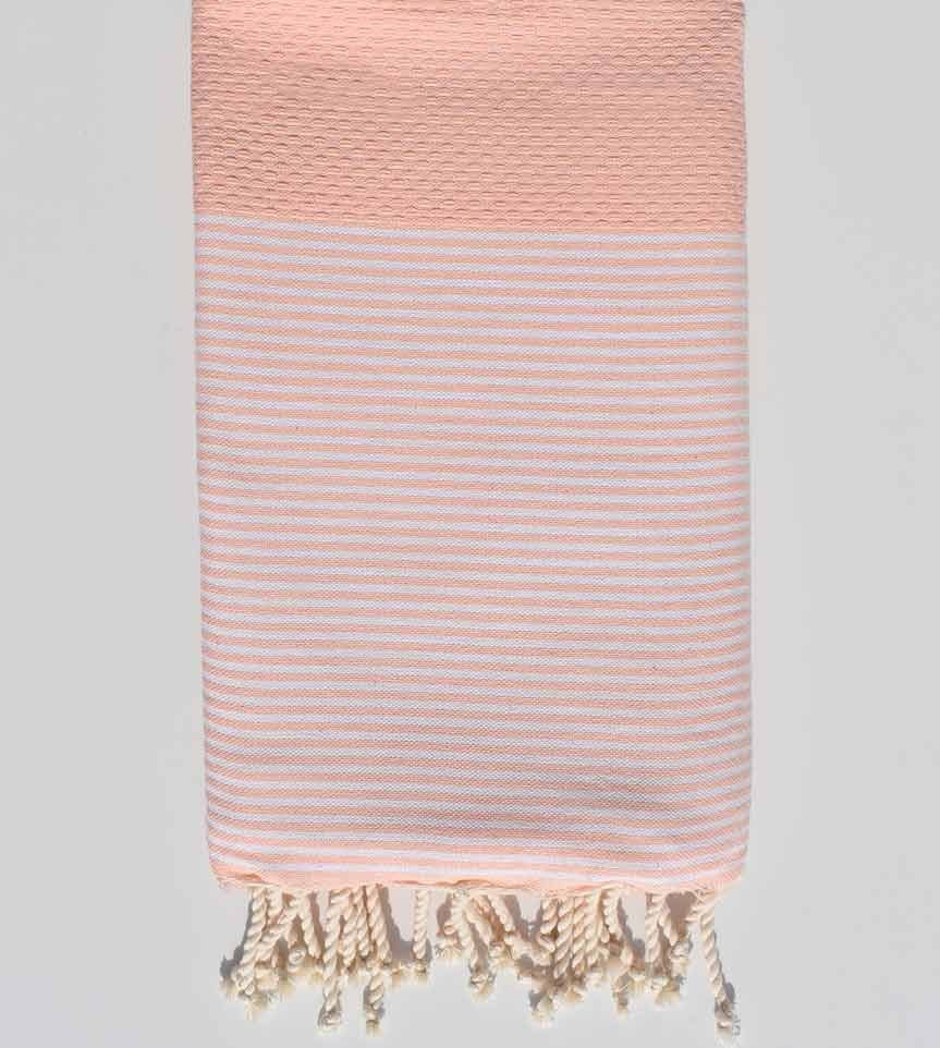 Fouta nid d'abeille rose clair pale Fouta Tunisia - 1