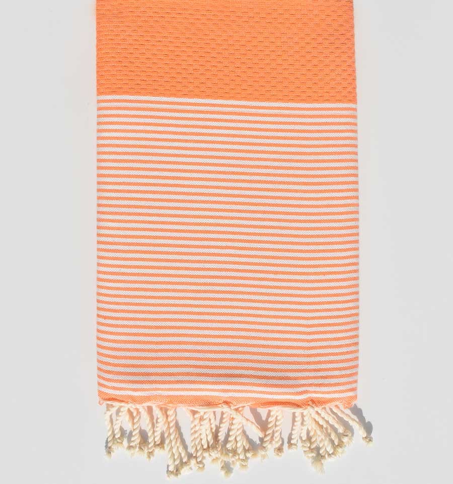 Fouta nid d'abeille saumon  - 2