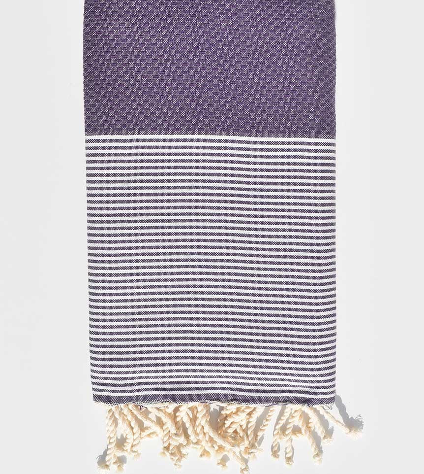 FOUTA NID D'ABEILLE byzantium rayée blanc Fouta Tunisia - 1
