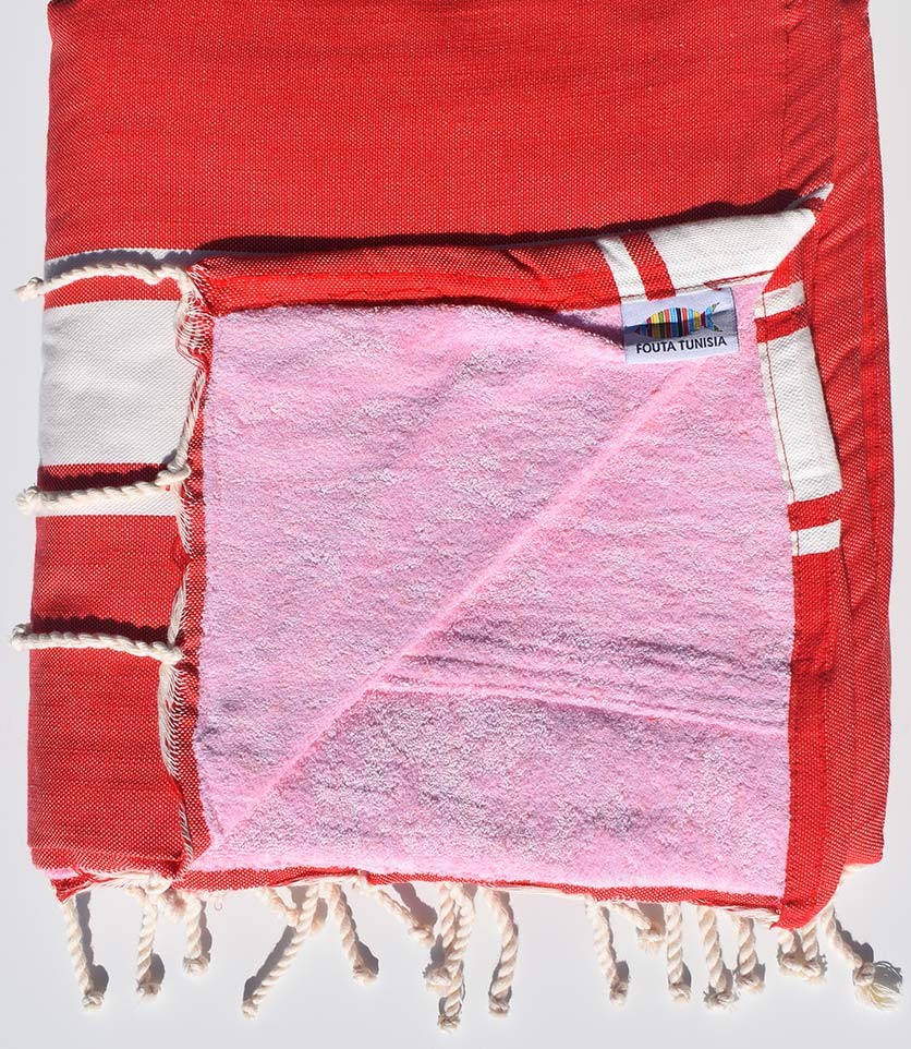 fouta éponge rouge  - 1