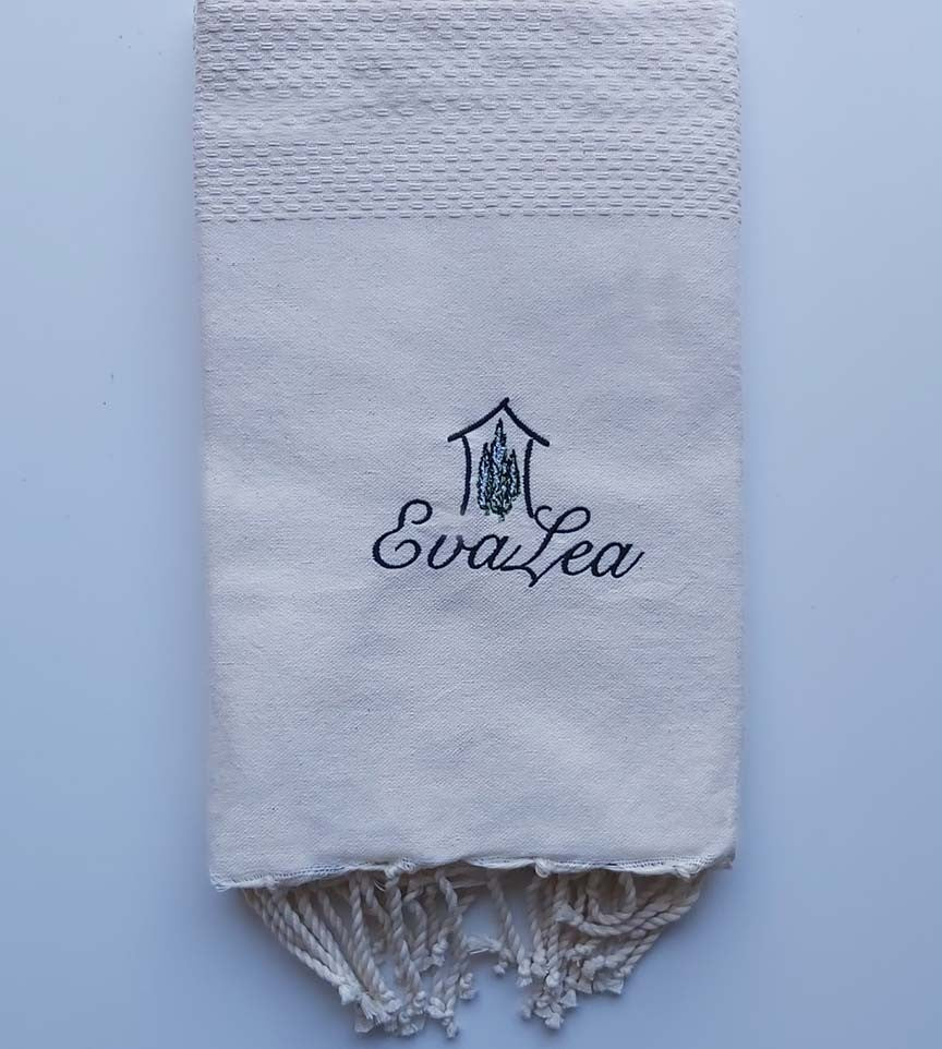 Fouta beige clair brodée Fouta Tunisia - 1