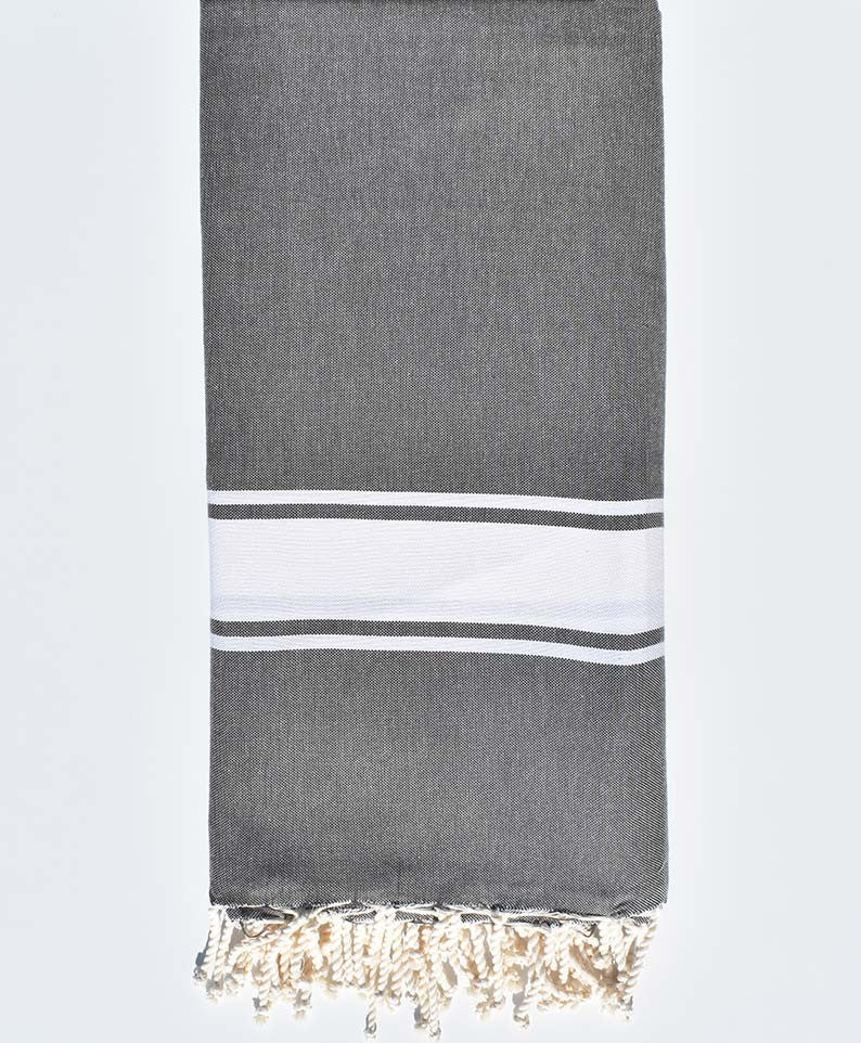 Jeté marron taupe Fouta Tunisia - 1