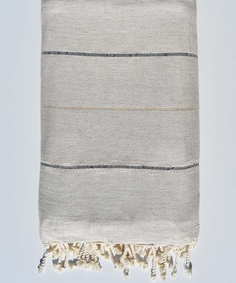 Jeté beige avec lurex bleu et doré  - 1