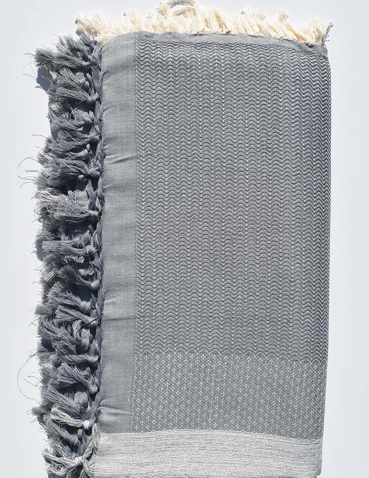 Jeté 4 franges gris clair et girs moyen  - 1