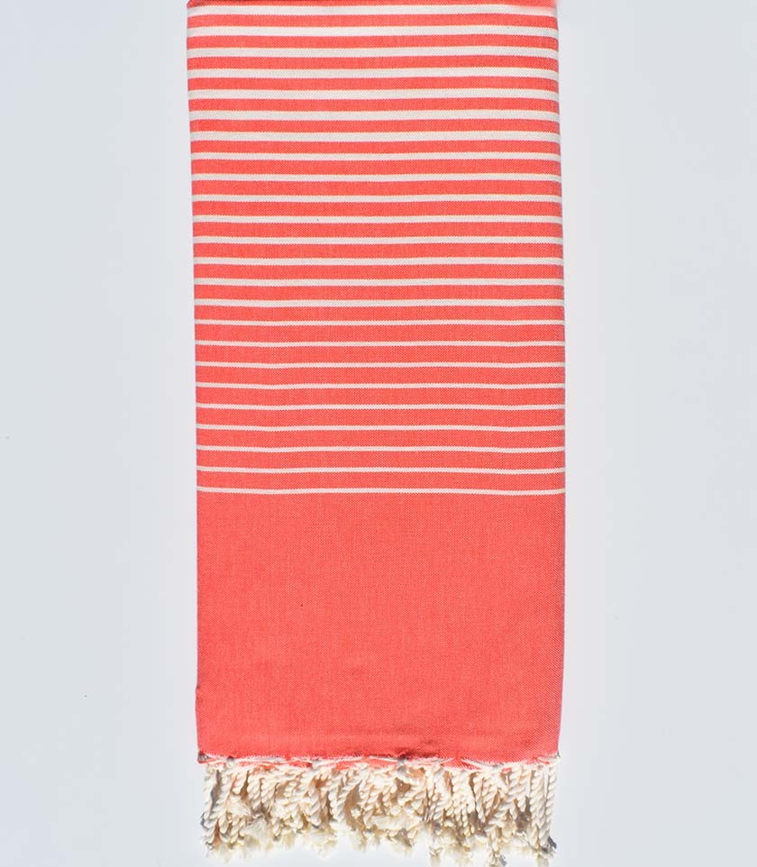 Jeté plate rouge corail Fouta Tunisia - 1
