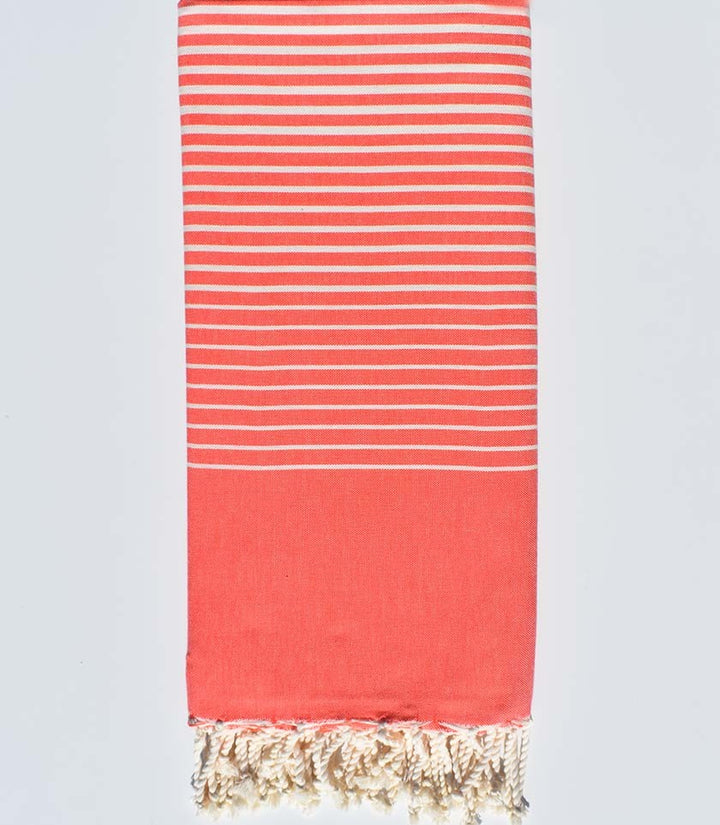 Jeté plate rouge corail Fouta Tunisia - 1