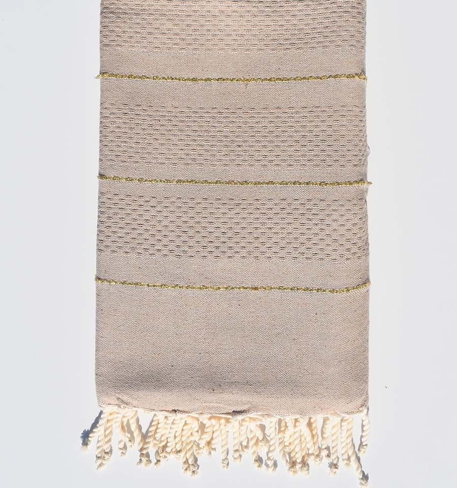 Fouta beige foncé chiné avec lurex Fouta Tunisia - 1