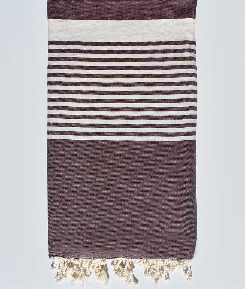Jeté aubergine avec rayures Fouta Tunisia - 1
