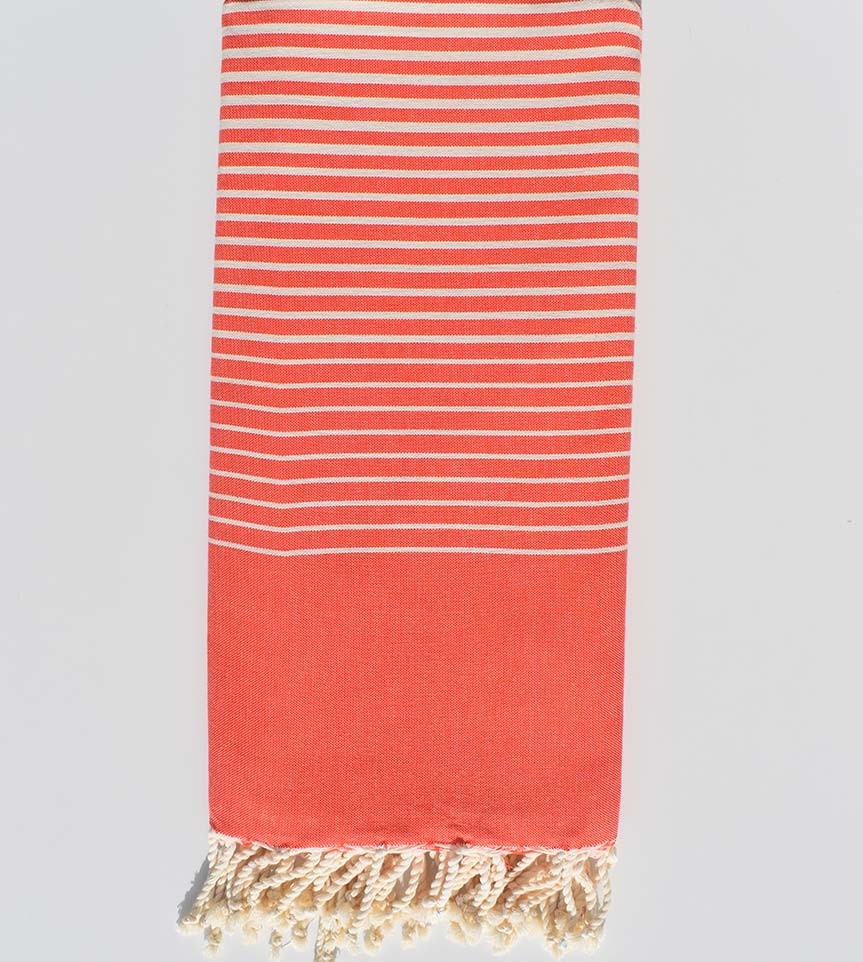 Jeté plate rouge corail Fouta Tunisia - 2