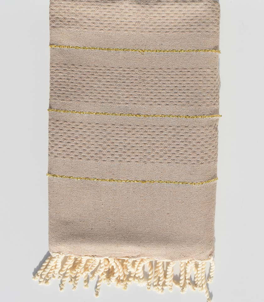 Fouta beige foncé chiné avec lurex Fouta Tunisia - 2