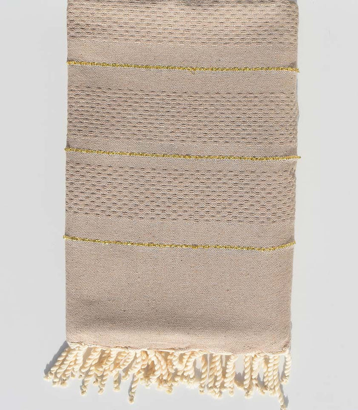 Fouta beige foncé chiné avec lurex Fouta Tunisia - 2