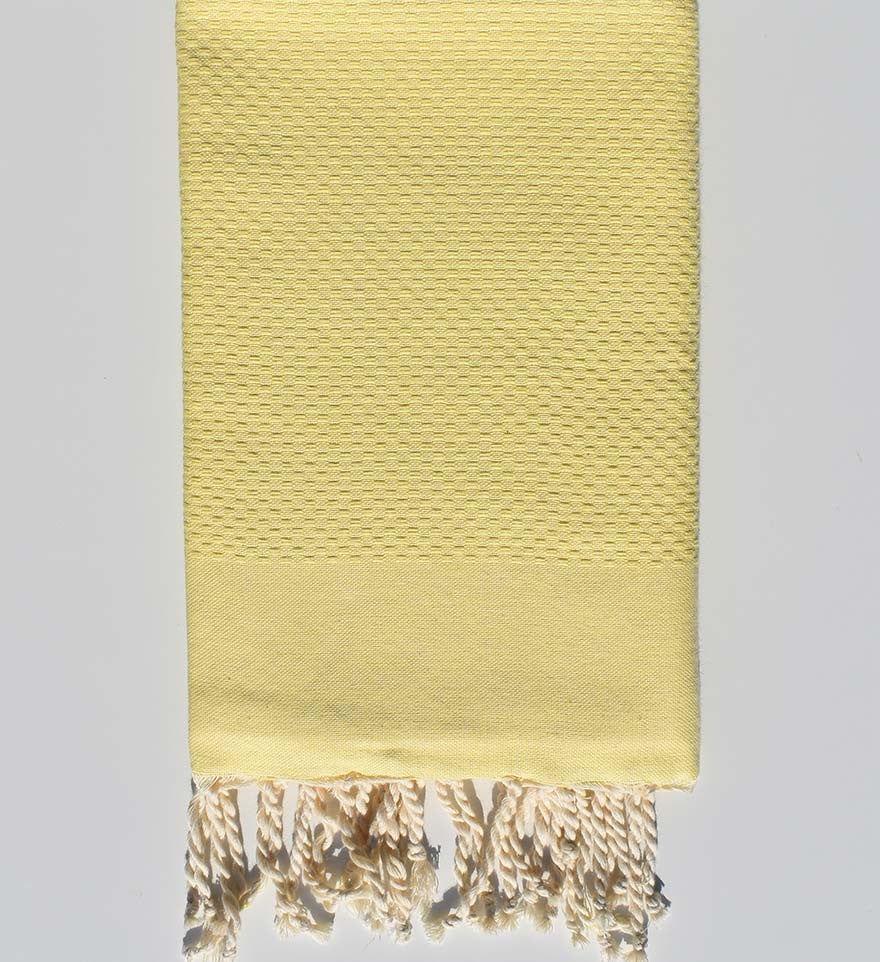 FOUTA Nid d'abeille unie jaune clair Fouta Tunisia - 1