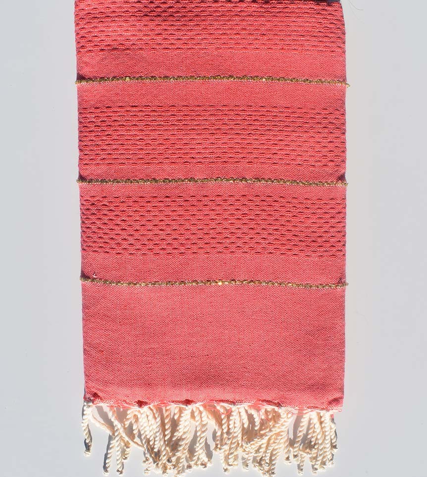 Fouta nid d'abeille rose moyen avec lurex  - 1
