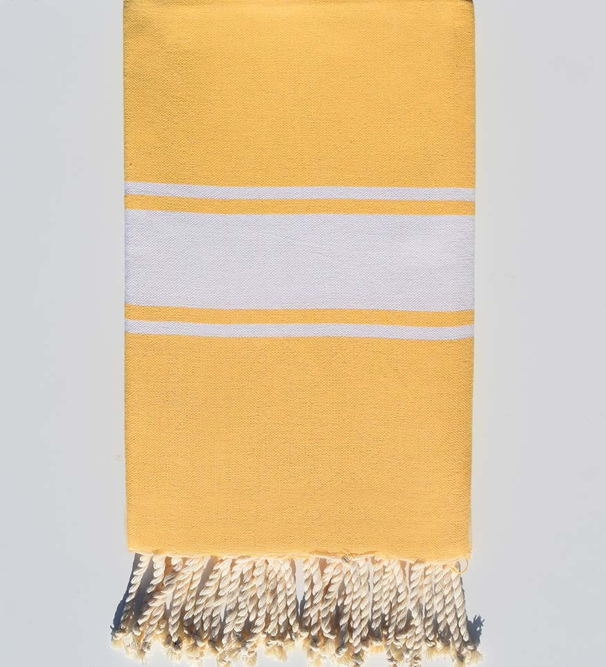 Serviette de plage plate jaune orpiment clair  - 1