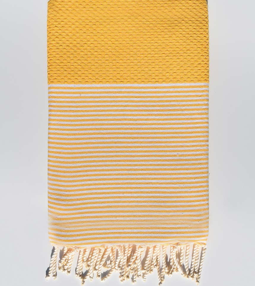 Fouta nid d'abeille jaune canari  - 1
