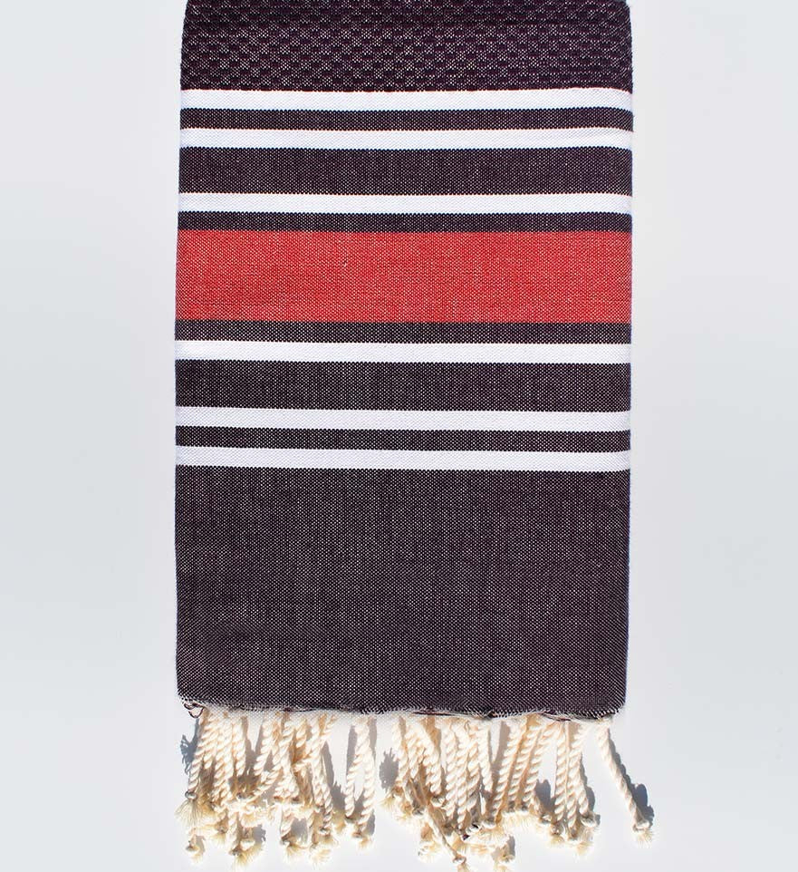 Fouta nid d'abeille violet d'évèque avec rayures Fouta Tunisia - 1