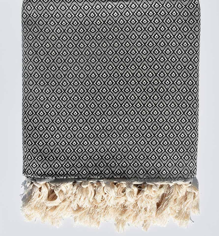 Plaid noir 1.6m*1.6m Fouta Tunisia - 1